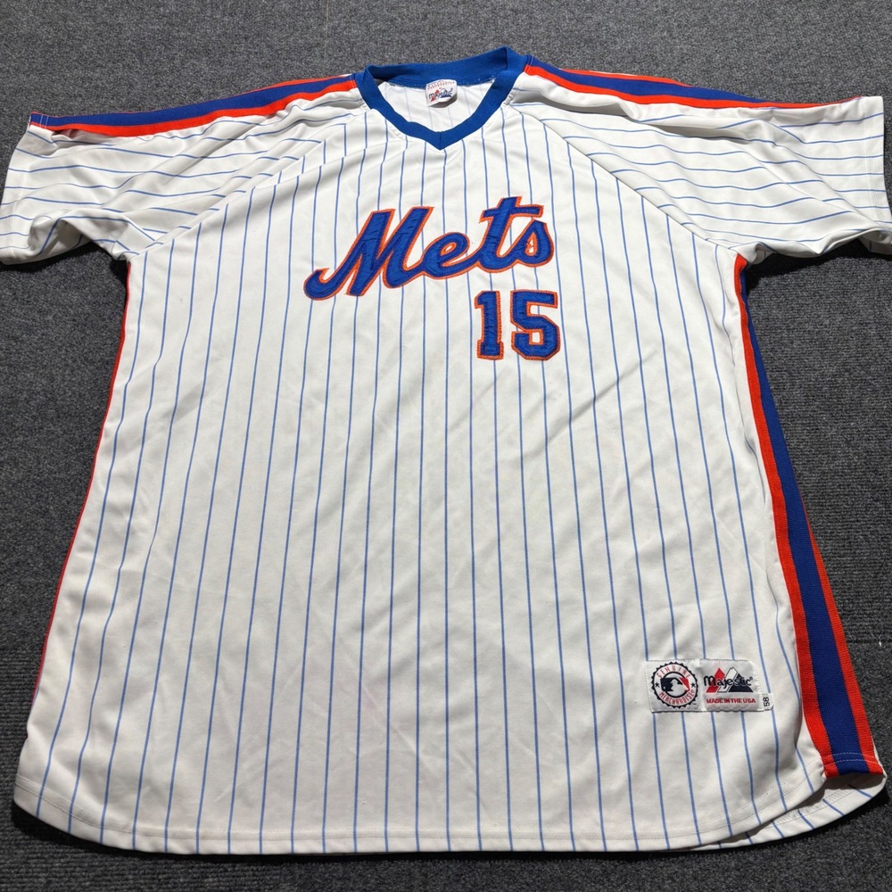Majestic New York Mets Carlos Beltran 15 Jersey Mens 58 White Pinstripe MLB USA